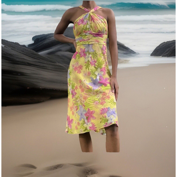 Anne Klein Dresses & Skirts - NWT Anne Klein Vintage 100% Silk Midi Dress Size:8 Designer Floral Double Layers